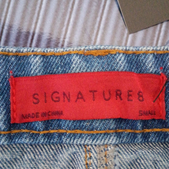 Signature Blue Denim Mini Skirt with Colorful Pattern - Picture 3 of 4